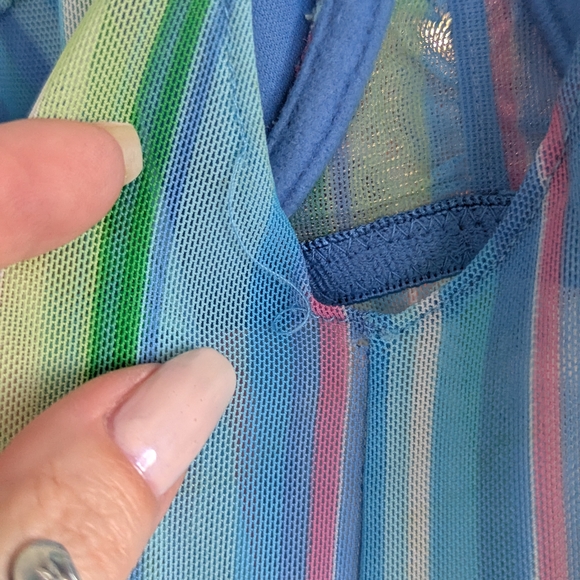 Vintage Y2k Fairy Rampage Medium Slip Striped Bustier Blue Green Chemise - Picture 7 of 13